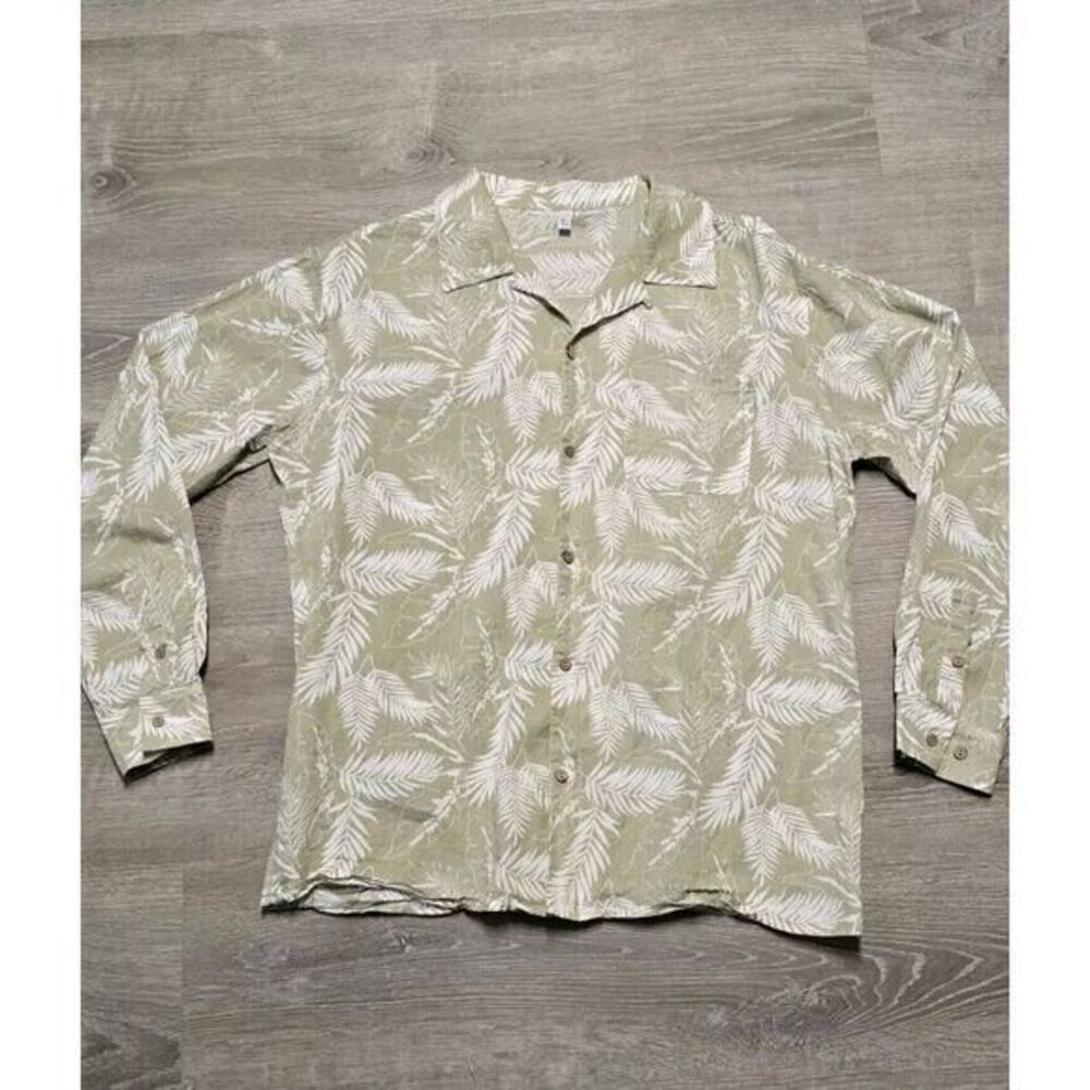 Coofandy Men's Hawaiian Floral Cotton Linen Button Down Size Large